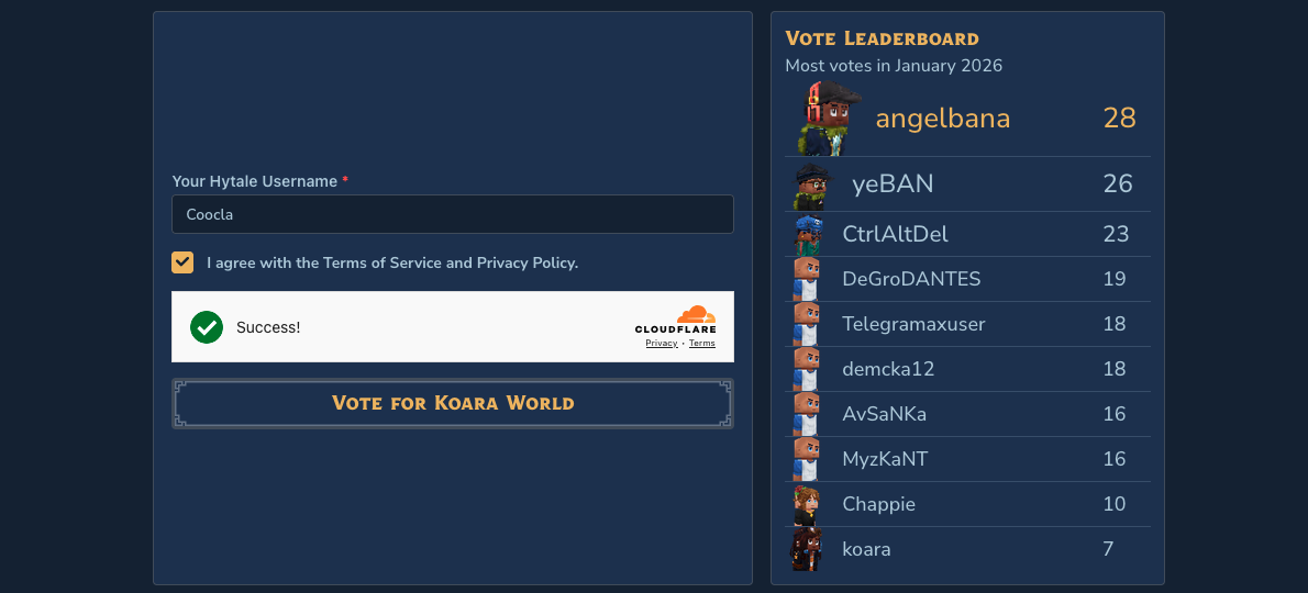 Voting Page UI